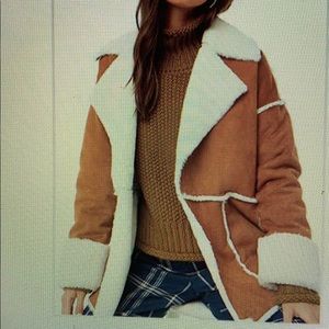 F21 Faux Fur Trim Suede Coat